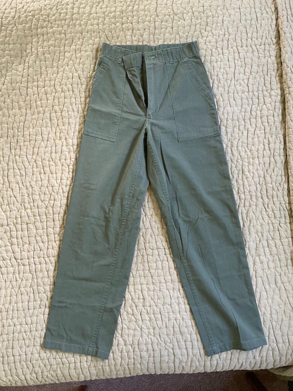 Vintage Military Surplus Trousers - High Waisted, Straight Leg